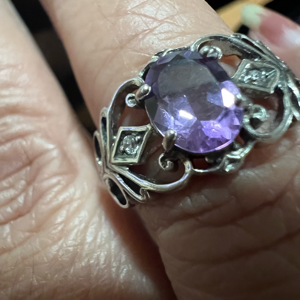 String Silver Amethyst Ring